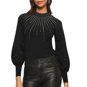 Lipsy London NWT Starburst Embellished Sweater in Black Size 10 NEW